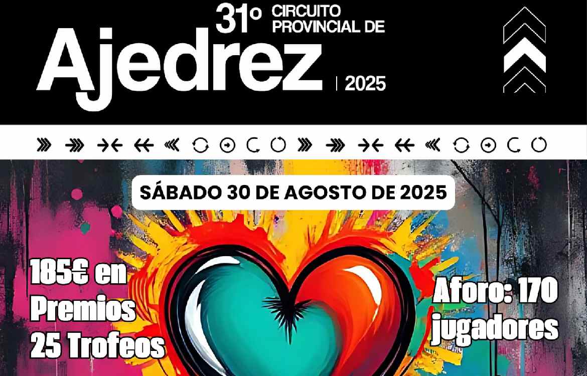 Rincón de la Victoria acoge el IX Torneo de Ajedrez del XXXI Circuito Provincial de la Diputación el próximo 30 de agosto