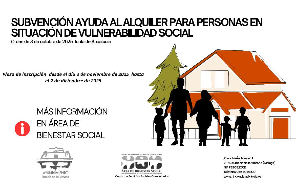El Ayuntamiento de Rincón de la Victoria facilita el acceso a ayudas al alquiler destinadas a familias y personas vulnerables